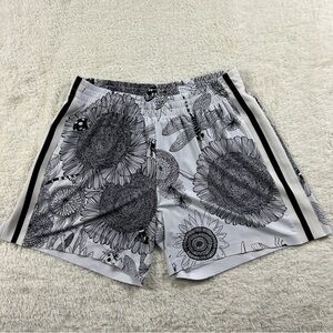 Norma Kamali Black and White Sunflower Athletic Shorts